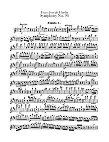 Partition flûte 1, 2, Symphony No.96 en D major, “pour Miracle”