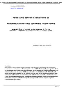 Audit sur le sérieux et l objectivité de l information en France  pendant le récent conflit entre