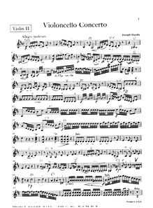 Partition violons II, violoncelle Concerto No.2, D major, Haydn, Joseph