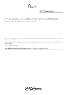 J. A. da Cunha et les fondements de l analyse infinitésimale - article ; n°1 ; vol.26, pg 3-22