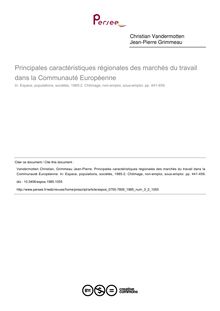 Principales caractéristiques régionales des marchés du travail dans la Communauté Européenne - article ; n°2 ; vol.3, pg 441-459