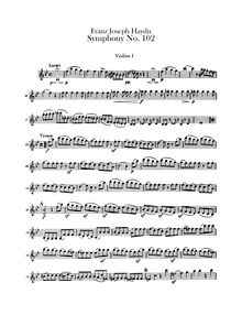 Partition violons I, Symphony No.102 en B♭ major, Sinfonia No.102