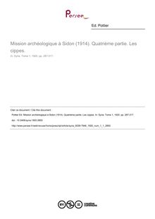 Mission archéologique à Sidon (1914). Quatrième partie. Les cippes. - article ; n°1 ; vol.1, pg 287-317