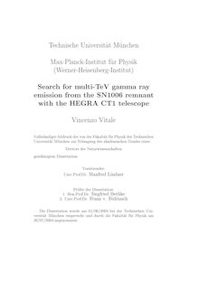 Search for multi-TeV gamma ray emission from the SN1006 remnant with the HEGRA CT1 telescope [Elektronische Ressource] / Vincenzo Vitale