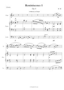 Partition complète, Reminiscence 1, Trio For Flute, Piano and Cello