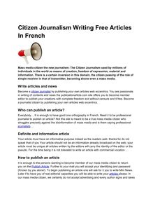 Citizen journalism free articles