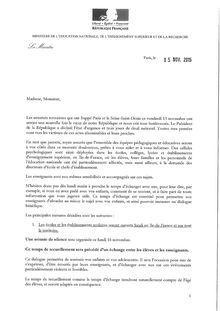 Attentats de Paris : la lettre de N.Vallaud-Blekacem aux parents d élève