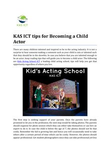 KAS ICT tips for Becoming a Child Actor