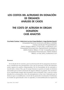 Los Costos del Altruismo en Donación de Órganos. Análisis de Casos. (The Costs of Altruism in Organ Donation. Case Analysis)