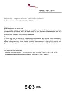 Modèles d organisation et formes de pouvoir - article ; n°4 ; vol.29, pg 730-753
