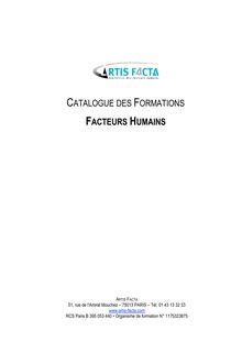 CATALOGUE DES FORMATIONS FACTEURS HUMAINS