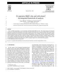 Co-operative R&D: why and with whom? An integrated framework of ...