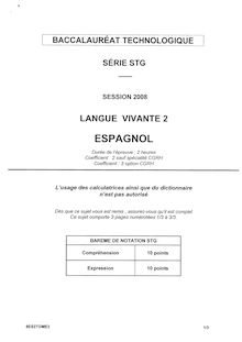 Sujet du bac STG 2008: Espagnol LV2