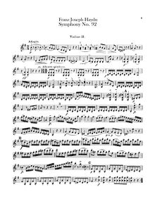 Partition violons II, Symphony No.92 en G major, “Oxford”, Sinfonia No.92