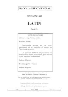 Sujet du bac L 2010: Latin
