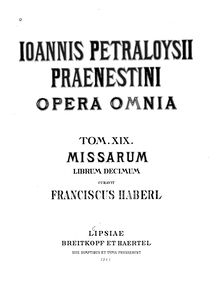 Partition complète, Missarum – Liber Decimus, Palestrina, Giovanni Pierluigi da