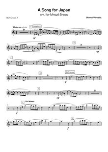 Partition trompette ou Flugelhorn 1 (B♭), A Song pour Japan, Verhelst, Steven