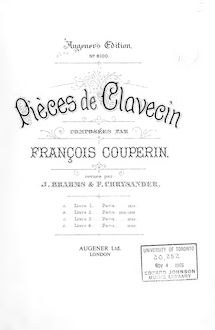 Partition complète, Quatrième Livre de Pièces de Clavecin, Couperin, François
