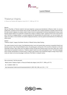 Thalamus Virginis. - article ; n°1 ; vol.216, pg 87-110
