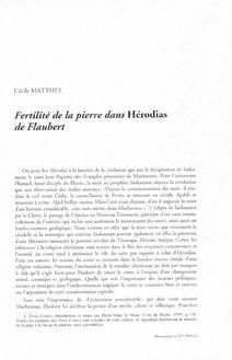 Fertilité de la pierre dans Hérodias de Flaubert - article ; n°127 ; vol.35, pg 79-88