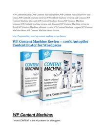 WP Content Machine review and (SECRET) $13600 bonus