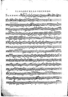 Partition violoncelles II, 6 Symphonies, G.503-508 (Op.12), D major, E♭ major, C major, D minor, B♭ major, A major