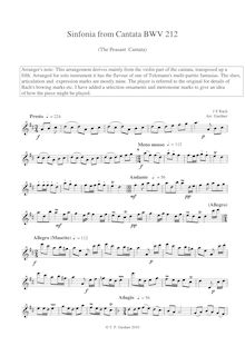 Partition complète, Mer hahn en neue Oberkeet, BWV 212, Peasant Cantata par Johann Sebastian Bach