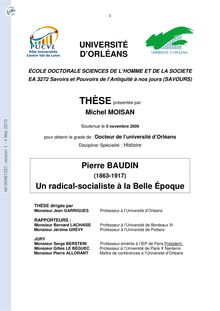 Pierre BAUDIN (1863-1917) : un radical-socialiste à la Belle Epoque, Pierre Baudin (1863-1917) : a radical-socialist at the Belle Époque