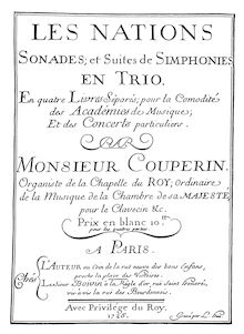 Partition Basse d archet (bowed basse) , partie, Les Nations, Sonades et suites de simphonies en trio