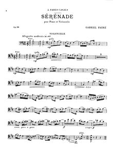Partition complète et , partie, Sérénade, Op. 98, Fauré, Gabriel