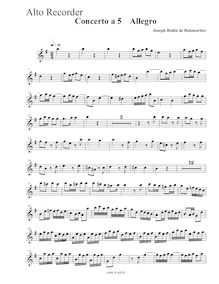 Partition enregistrement , Concerto a 5 en E Minor, E minor, Boismortier, Joseph Bodin de