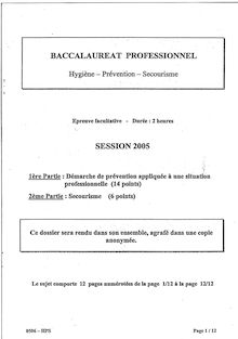 Hygiène - Prévention - Secourisme 2005 Bac Pro - Aéronautique