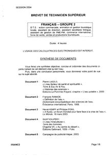 Français 2004 BTS Assistant secrétaire trilingue