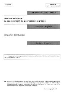 Composition de linguistique 2005 Agrégation d anglais Agrégation (Externe)