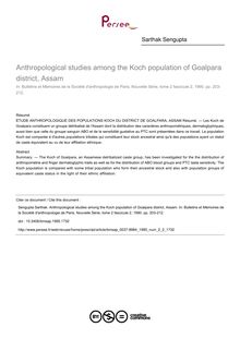 Anthropological studies among the Koch population of Goalpara district, Assam - article ; n°2 ; vol.2, pg 203-212