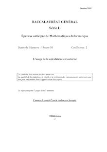 Baccalauréat Général - Série: L (Session 2004)  Epreuve anticipée de Mathématiques-Informatique  5MIMELRG13
