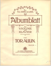 Partition couverture couleur (partition de violon), Albumblatt, Aulin, Tor