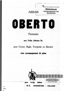 Partition de piano et Cornet , partie, Oberto Fantaisie