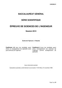 Sujet du bac serie S 2013: Sciences-métropole