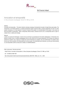 Innovation et temporalité - article ; n°1 ; vol.75, pg 53-59