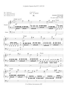 Partition complète, violon Concerto en G minor, RV 315, L estate (Summer) from Le quattro stagioni (The Four Seasons) par Antonio Vivaldi