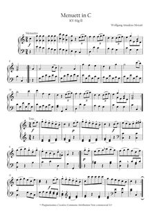 Partition complète, 2 menuets, K.61g, Mozart, Wolfgang Amadeus