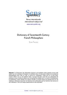 Dictionary of Seventeenth-Century French Philosophers