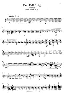 Partition complète, Grand Caprice sur ‘Le Roi des Aulnes’ de Franz Schubert, Op.26