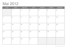Calendrier du mois de mai 2012