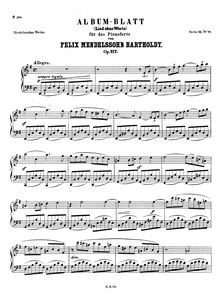 Partition complète (scan), Feuille d album, Op.117, Mendelssohn, Felix