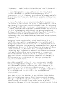 FIBD d Angoulême : réaction du Syndicat des éditeurs alternatifs
