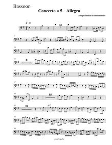 Partition basson, Concerto a 5 en E Minor, E minor, Boismortier, Joseph Bodin de