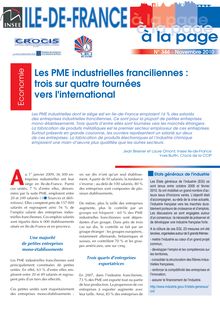 Les PME industrielles franciliennes : trois sur quatre tournées     vers l international