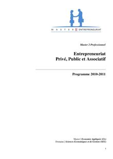 Entrepreneuriat Privé, Public et Associatif